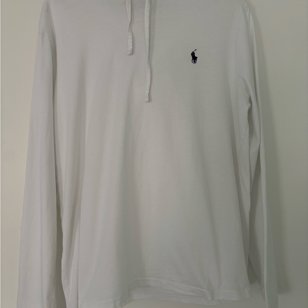 Ralph Lauren White Hooded Long Sleeve Polo Shirt